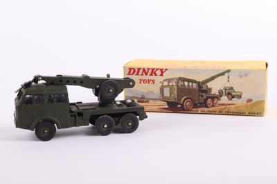 dinky military truck with crane and box on white background
