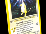 a yellow pokemon card with a picture of a cat on it