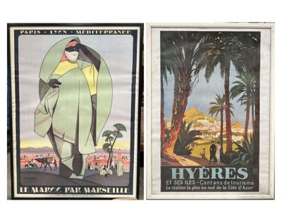 pair of posters depicting a woman in a yellow robe and a man in a yellow robe