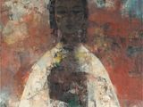 an image of a painting of a woman in a white dress