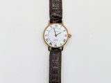 an image of a watch on a white surface with a black strap