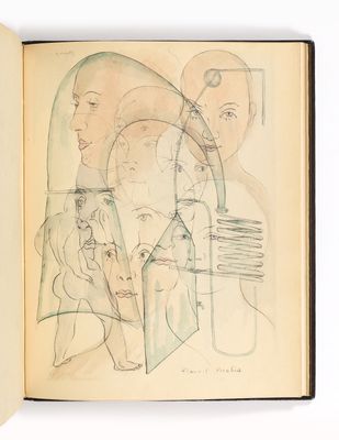 un livre ouvert sur lequel figure le dessin d'une femme et d'un homme