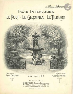 un dessin en noir et blanc représentant une fontaine dans un parc