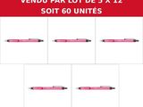 a set of six pink pens with a white background and the words vendu par lot de 5 x