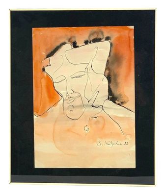 KRETZSCHMAR S. (XXe s.) : Portrait d'un homme au chapeau.