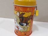 a small trash can with a cartoon character on it
