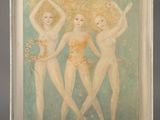 un tableau représentant trois femmes en maillot de bain debout les unes à côté des autres
