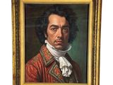 portrait d'un homme vêtu d'un manteau rouge et d'une écharpe blanche