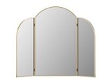 a gold three paneled mirror with three mirrors on each side