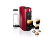 une image représentant une cafetière rouge avec deux tasses de café