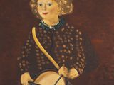 painting of a little boy with a drum and a hat