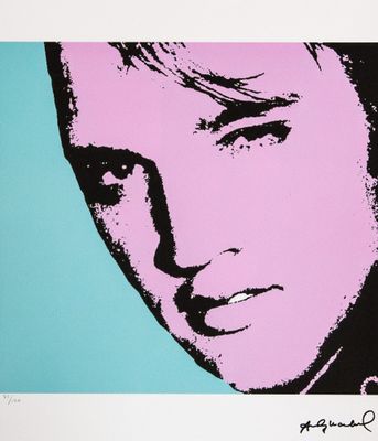 an image of a pink and blue portrait of a man