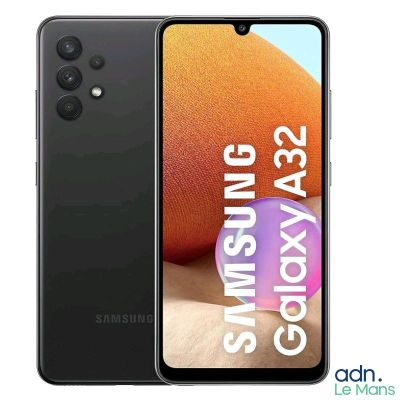 un gros plan d'un Samsung Galaxy S9 noir avec une photo d'une orange en arrière-plan