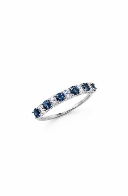 bague en or blanc avec saphirs bleus et diamants