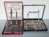 silverware in a red case with a silverware fork and knife