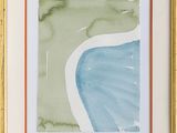 an image of a watercolor painting of a wave in a gold frame