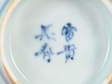 a blue and white plate with a blue and white design on it