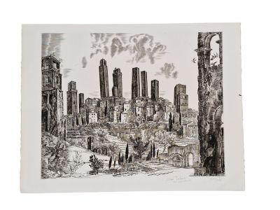une image représentant un dessin d'une ville avec de grands immeubles