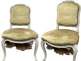 pair of antique french style chairs with gold velvet upholstered seats