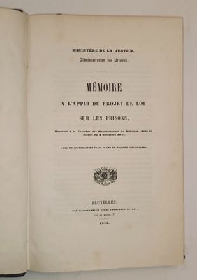 PRISONS - Mémoire à l'appui du Projet de Loi sur les Prisons…