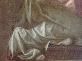 a painting of a woman sitting on a chair