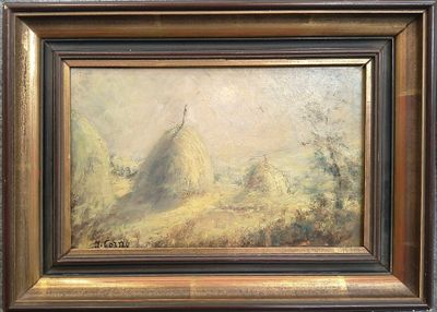 CORNU, Les foins, Huile sur toile