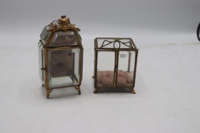 une petite boîte en verre contenant un cochon