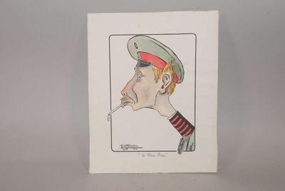 René Joineau. "Le Clown Prince" Caricature originale, aquare…