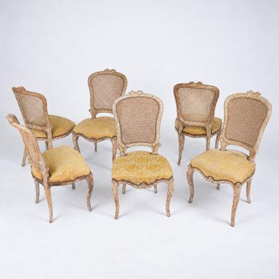 set of six louis xvi style cane back dining chairs