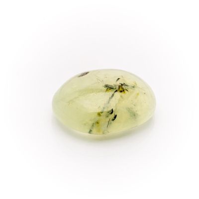 a green quartz stone with a white background
