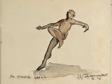 une image représentant le dessin d'un homme sur un skateboard