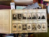 a book with pictures of people on it sitting on a table