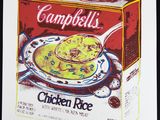 peinture représentant une boîte de « Campbell's Chicken Rice » contenant une cuillère