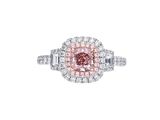a pink and white diamond ring with two rows of diamonds