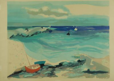 Georges LAMBERT (1919-1998). Mer agitée. Lithographie. Signé…