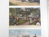 three pictures of people and vehicles in this picture