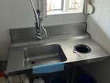 a kitchen with a sink and a window in it