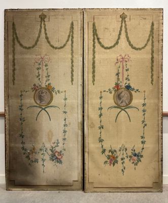 pair of antique chinese embroidered panels with birds and flowers