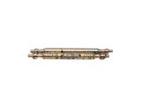 a close up of a brass screw on a white background