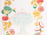 a tea towel with a picture of a fruit and vegetable design