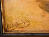 an image of a painting of a bird on a yellow background