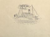 drawing of a boat in the water with a man standing on top of it