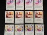 six cartes sur lesquelles figurent l'image d'un homme et d'une femme