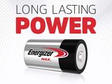 a close up of a battery on a white background with the words long lasting power