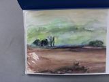 une photo d'une aquarelle représentant un paysage