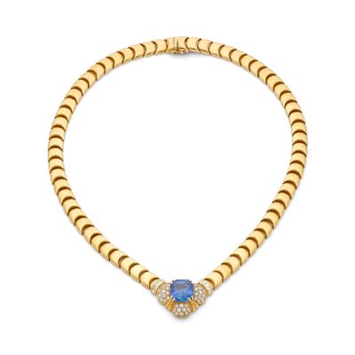 a sapphire and diamond necklace, by cartier