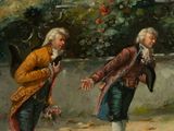 a painting of two men standing next to each other