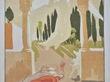 une image représentant un tableau où l'on voit une femme allongée par terre