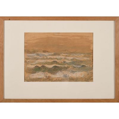 LOISEAU Gustave. (1865-1935). « Vagues devant la côte Norman… - Photo 1
