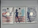 three cards with a picture of a woman holding a knife and a knife in her hand